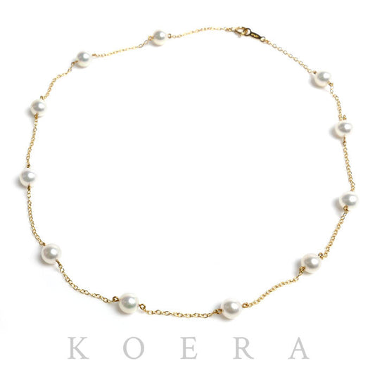 MIKIMOTO ミキモト K18YG イエローゴールド ステーション ネックレス アコヤパール約6.0mm 5.4g 39cm レディース【中古】