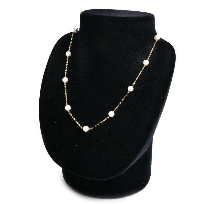 MIKIMOTO ミキモト K18YG イエローゴールド ステーション ネックレス アコヤパール約6.0mm 5.4g 39cm レディース【中古】