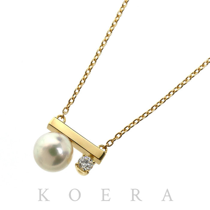 TASAKI タサキ K18YG イエローゴールド プチ バランス パール ネックレス P-16744-18KYG ダイヤモンド0.07ct パール約7.0mm 4.0g 40～45cm レディース【中古】【美品】