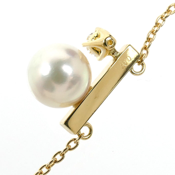 TASAKI タサキ K18YG イエローゴールド プチ バランス パール ネックレス P-16744-18KYG ダイヤモンド0.07ct パール約7.0mm 4.0g 40～45cm レディース【中古】【美品】