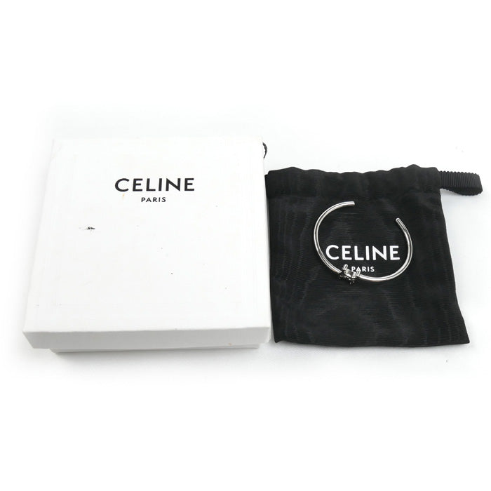 CELINE セリーヌ 真鍮 トリオンフ アシンメトリック カフ バングル 460PQ6BRA.36SI 
C1 レディース【中古】【美品】