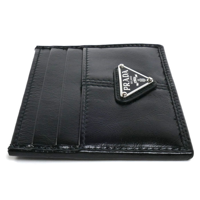 PRADA プラダ ソフトルックス トライアングルロゴ カードケース ブラック 2MC025_2CX7_F0002 メンズ【中古】【美品】