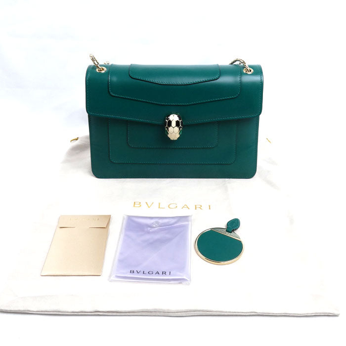BVLGARI ブルガリ セルペンティ フォーエバー チェーンショルダー ショルダーバッグ グリーン 35362 レディース【中古】【極美品】