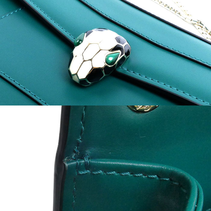 BVLGARI ブルガリ セルペンティ フォーエバー チェーンショルダー ショルダーバッグ グリーン 35362 レディース【中古】【極美品】