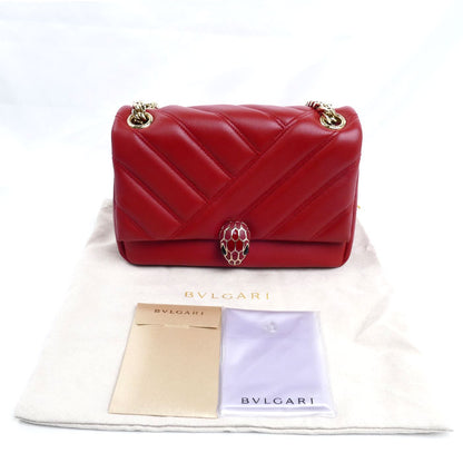BVLGARI ブルガリ セルペンティ カボション チェーンショルダー ショルダーバッグ レッド カーマインジャスパー 288718 レディース【中古】【美品】