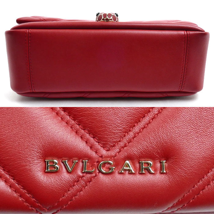 BVLGARI ブルガリ セルペンティ カボション チェーンショルダー ショルダーバッグ レッド カーマインジャスパー 288718 レディース【中古】【美品】