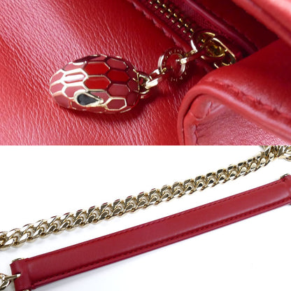 BVLGARI ブルガリ セルペンティ カボション チェーンショルダー ショルダーバッグ レッド カーマインジャスパー 288718 レディース【中古】【美品】