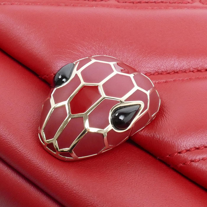 BVLGARI ブルガリ セルペンティ カボション チェーンショルダー ショルダーバッグ レッド カーマインジャスパー 288718 レディース【中古】【美品】