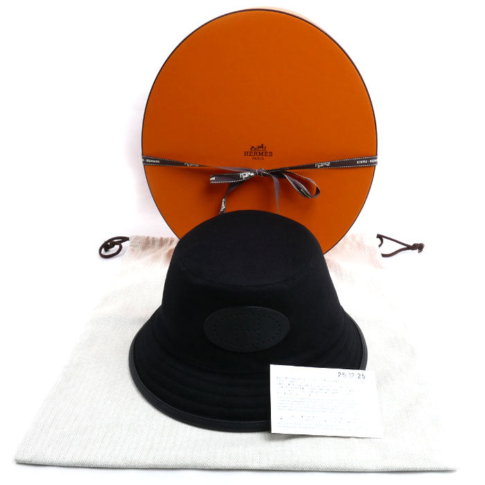 HERMES エルメス バケットハット ハーパー エヴリン ハット ブラック H252030N 0256 
57 レディース【中古】【美品】