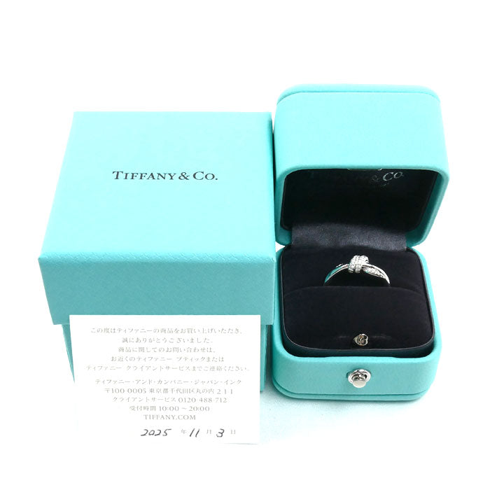 TIFFANY&Co. ティファニー K18WG ホワイトゴールド ノット リング・指輪 70302772 ダイヤモンド 10号 3.7g レディース【中古】【美品】
