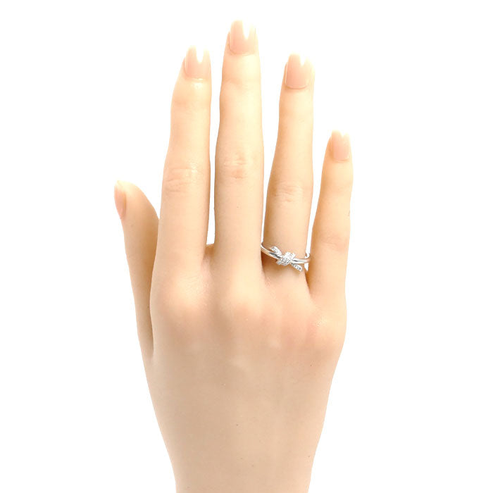 TIFFANY&Co. ティファニー K18WG ホワイトゴールド ノット リング・指輪 70302772 ダイヤモンド 10号 3.7g レディース【中古】【美品】