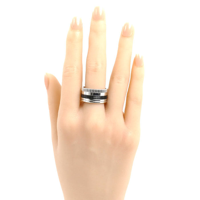 Boucheron ブシュロン K18WG ホワイトゴールド キャトル ブラック ラージ リング・指輪 JRG01789 20号 60 15.0g メンズ【中古】【美品】