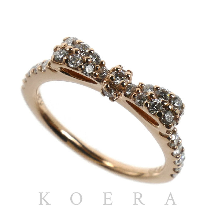 Ponte Vecchio ポンテヴェキオ K18PG ピンクゴールド リボン リング・指輪 ダイヤモンド0.35ct 5号 2.0g レディース【中古】