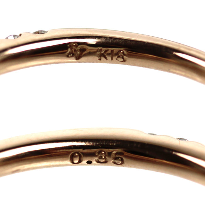 Ponte Vecchio ポンテヴェキオ K18PG ピンクゴールド リボン リング・指輪 ダイヤモンド0.35ct 5号 2.0g レディース【中古】