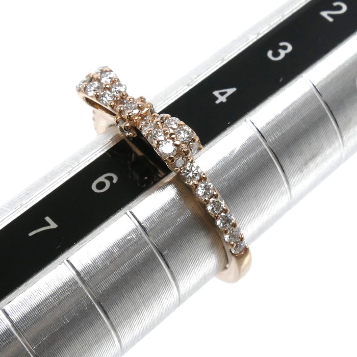 Ponte Vecchio ポンテヴェキオ K18PG ピンクゴールド リボン リング・指輪 ダイヤモンド0.35ct 5号 2.0g レディース【中古】