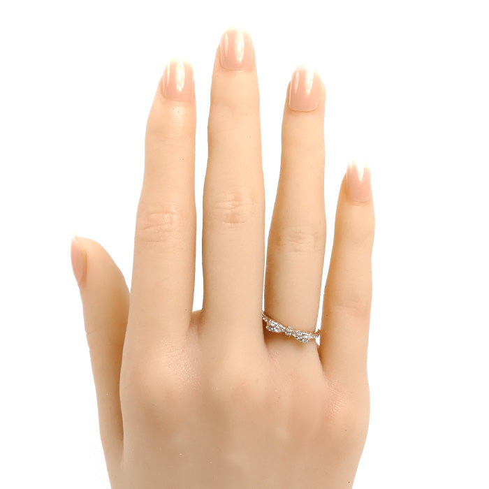 Ponte Vecchio ポンテヴェキオ K18PG ピンクゴールド リボン リング・指輪 ダイヤモンド0.35ct 5号 2.0g レディース【中古】