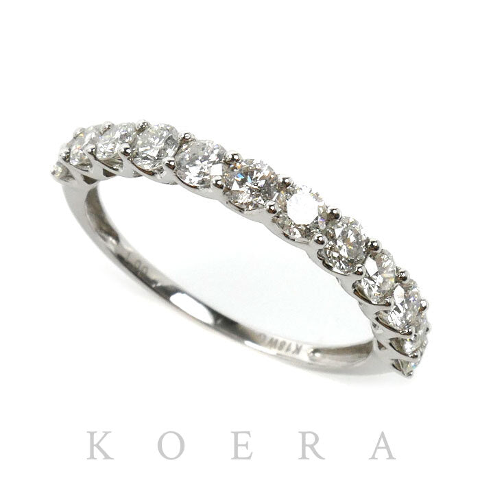 K18WG ホワイトゴールド ハーフエタニティ リング・指輪 ダイヤモンド1.00ct 15号 2.0g レディース【中古】【美品】