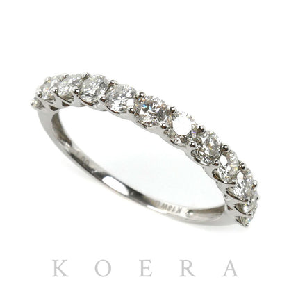 K18WG ホワイトゴールド ハーフエタニティ リング・指輪 ダイヤモンド1.00ct 15号 2.0g レディース【中古】【美品】