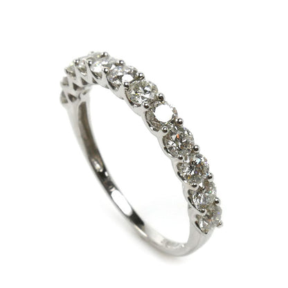 K18WG ホワイトゴールド ハーフエタニティ リング・指輪 ダイヤモンド1.00ct 15号 2.0g レディース【中古】【美品】