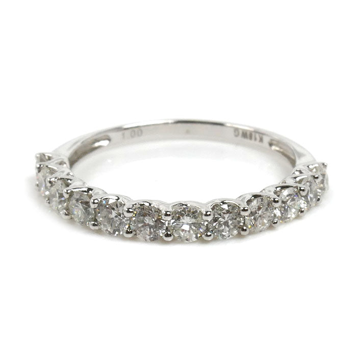 K18WG ホワイトゴールド ハーフエタニティ リング・指輪 ダイヤモンド1.00ct 15号 2.0g レディース【中古】【美品】
