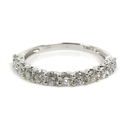 K18WG ホワイトゴールド ハーフエタニティ リング・指輪 ダイヤモンド1.00ct 15号 2.0g レディース【中古】【美品】