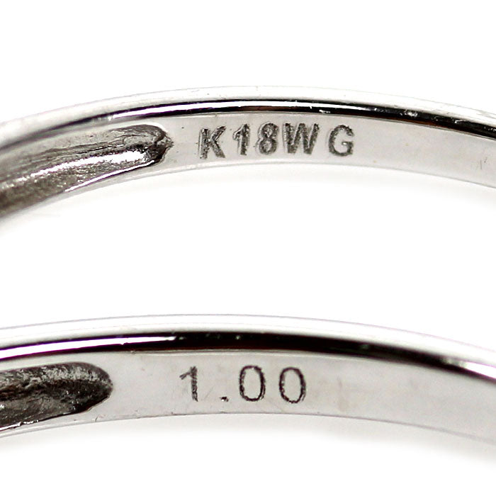 K18WG ホワイトゴールド ハーフエタニティ リング・指輪 ダイヤモンド1.00ct 15号 2.0g レディース【中古】【美品】