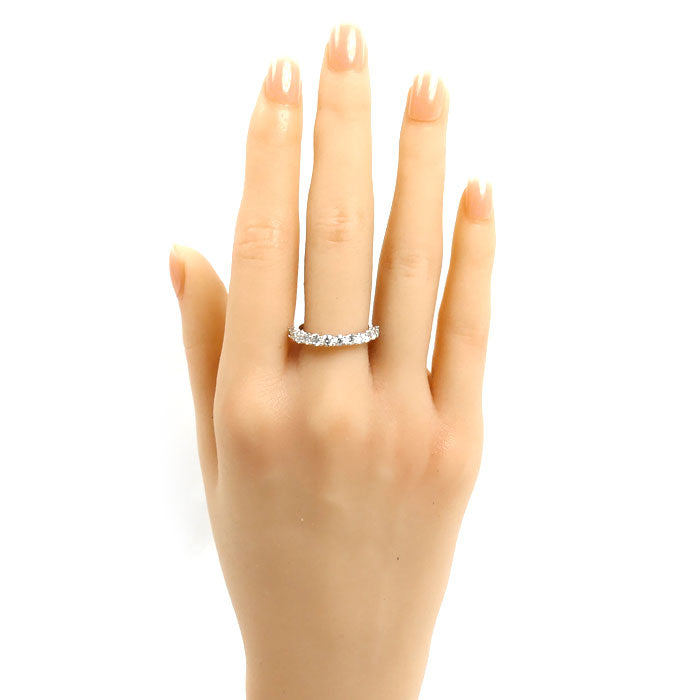 K18WG ホワイトゴールド ハーフエタニティ リング・指輪 ダイヤモンド1.00ct 15号 2.0g レディース【中古】【美品】