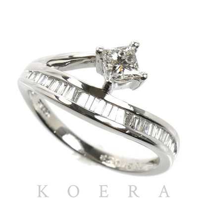 Pt950プラチナ リング・指輪 ダイヤモンド0.21ct/0.23ct 9号 3.7g レディース【中古】