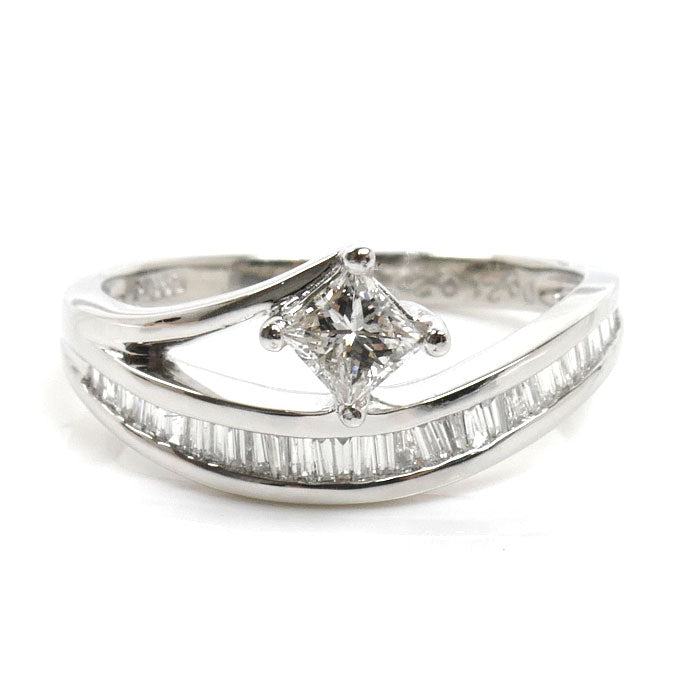 Pt950プラチナ リング・指輪 ダイヤモンド0.21ct/0.23ct 9号 3.7g レディース【中古】