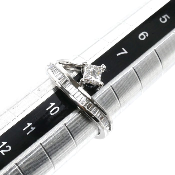 Pt950プラチナ リング・指輪 ダイヤモンド0.21ct/0.23ct 9号 3.7g レディース【中古】
