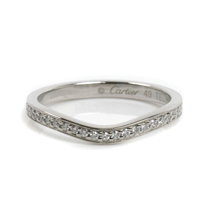 CARTIER カルティエ Pt950プラチナ バレリーナカーブ ハーフエタニティ リング・指輪 B4093049 ダイヤモンド 9号 49 2.9g レディース【中古】【美品】
