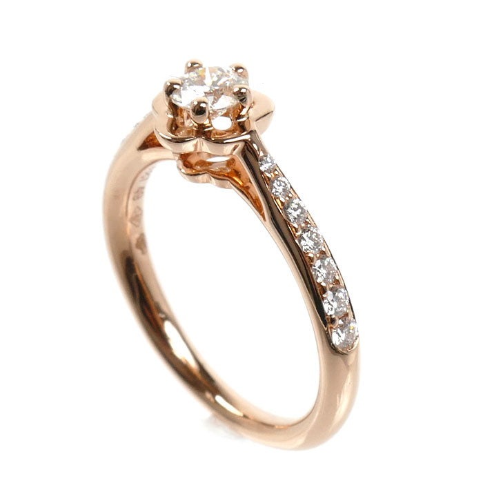 CHANEL シャネル K18PG ピンクゴールド カメリア ダイヤ リング・指輪 J10834 ダイヤモンド0.26ct 9号 49 3.4g レディース【中古】【美品】