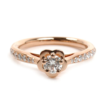 CHANEL シャネル K18PG ピンクゴールド カメリア ダイヤ リング・指輪 J10834 ダイヤモンド0.26ct 9号 49 3.4g レディース【中古】【美品】