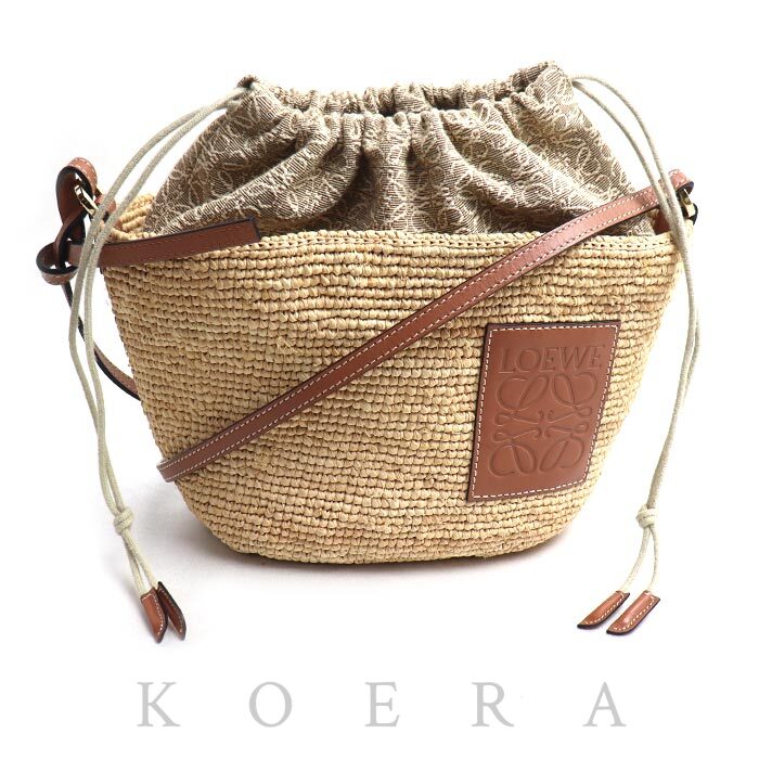LOEWE ロエベ アナグラム ポシェット バスケット ショルダーバッグ ナチュラル/タン A689C70X08 レディース【中古】【美品】