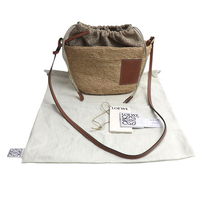 LOEWE ロエベ アナグラム ポシェット バスケット ショルダーバッグ ナチュラル/タン A689C70X08 レディース【中古】【美品】
