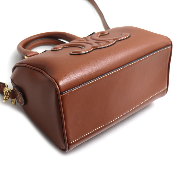 CELINE セリーヌ キュイル トリオンフ スモール ボストン 2Wayショルダーバッグ ブラウン 113773DU3.04LU レディース【中古】【美品】