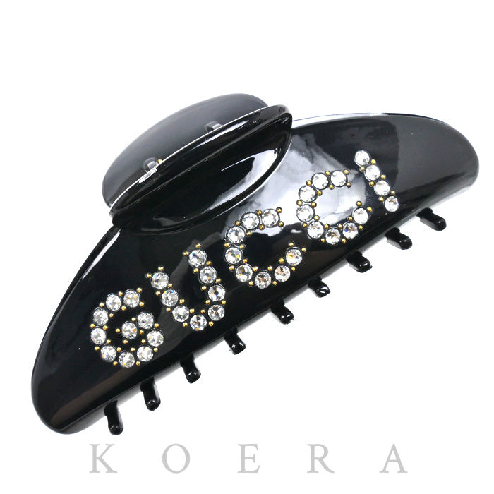 GUCCI グッチ ラインストーン レジン クリスタル付き ヘアアクセサリー ヘアクリップ 741950 JAAE0 8802 レディース【中古】【美品】