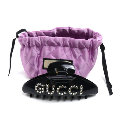 GUCCI グッチ ラインストーン レジン クリスタル付き ヘアアクセサリー ヘアクリップ 741950 JAAE0 8802 レディース【中古】【美品】