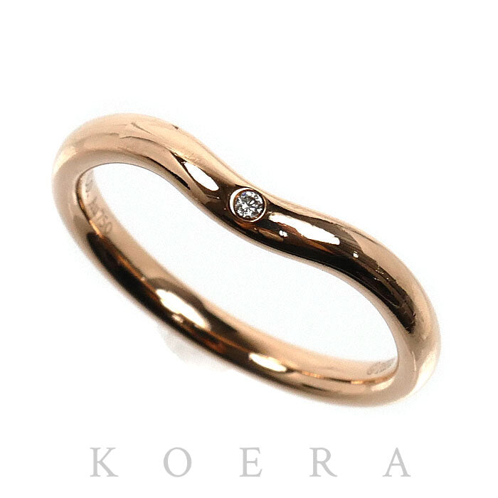 TIFFANY&Co. ティファニー K18PG ピンクゴールド カーブドバンド 1P ダイヤ リング・指輪 ダイヤモンド 9号 2.6g レディース【中古】