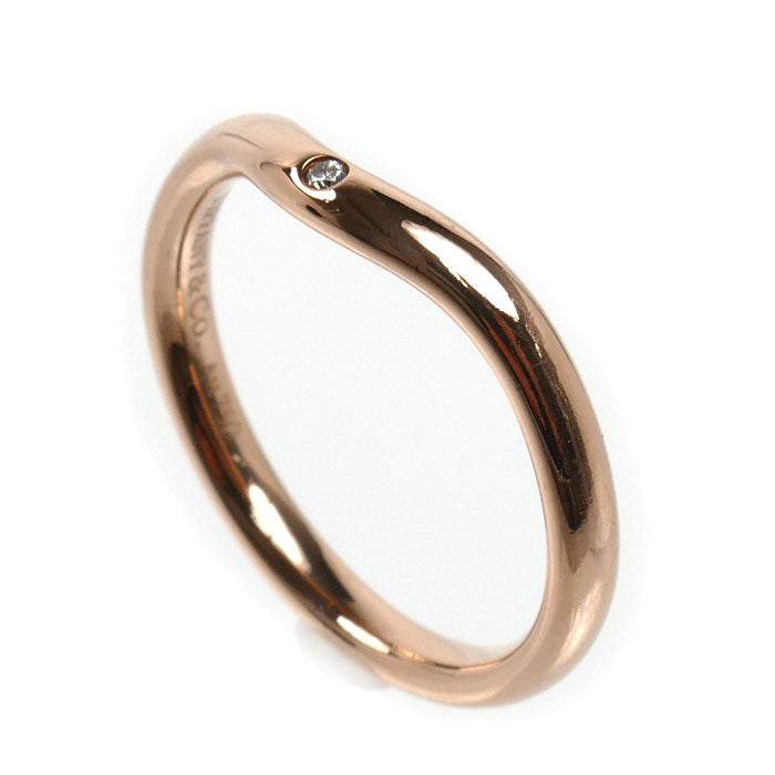 TIFFANY&Co. ティファニー K18PG ピンクゴールド カーブドバンド 1P ダイヤ リング・指輪 ダイヤモンド 9号 2.6g レディース【中古】