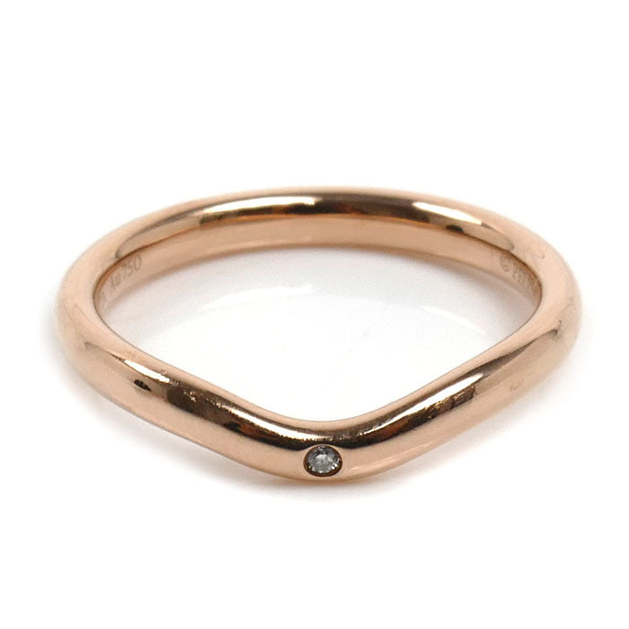 TIFFANY&Co. ティファニー K18PG ピンクゴールド カーブドバンド 1P ダイヤ リング・指輪 ダイヤモンド 9号 2.6g レディース【中古】