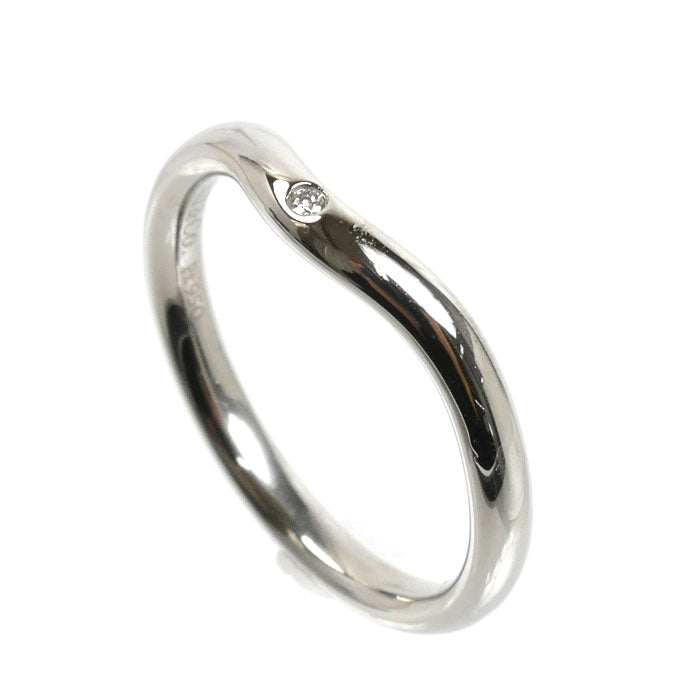 TIFFANY&Co. ティファニー Pt950プラチナ カーブドバンド 1P ダイヤ リング・指輪 ダイヤモンド 9号 3.7g レディース【中古】【美品】