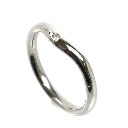 TIFFANY&Co. ティファニー Pt950プラチナ カーブドバンド 1P ダイヤ リング・指輪 ダイヤモンド 9号 3.7g レディース【中古】【美品】
