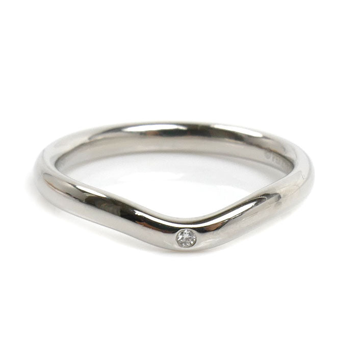TIFFANY&Co. ティファニー Pt950プラチナ カーブドバンド 1P ダイヤ リング・指輪 ダイヤモンド 9号 3.7g レディース【中古】【美品】