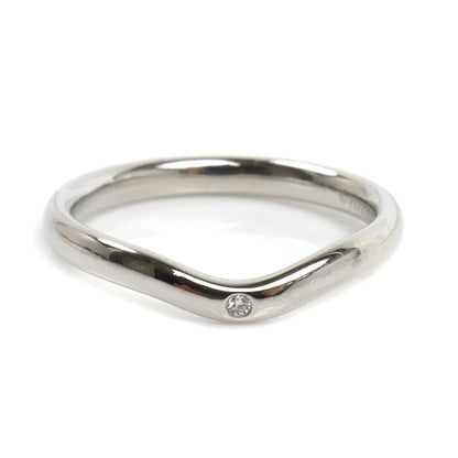TIFFANY&Co. ティファニー Pt950プラチナ カーブドバンド 1P ダイヤ リング・指輪 ダイヤモンド 9号 3.7g レディース【中古】【美品】