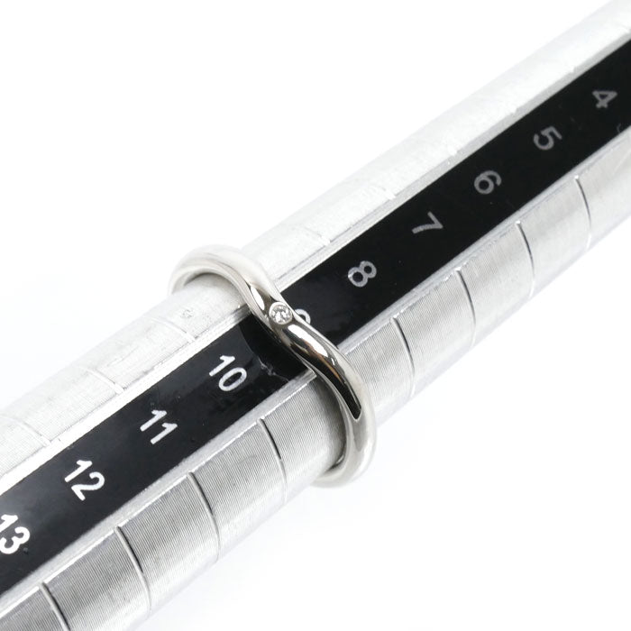 TIFFANY&Co. ティファニー Pt950プラチナ カーブドバンド 1P ダイヤ リング・指輪 ダイヤモンド 9号 3.7g レディース【中古】【美品】