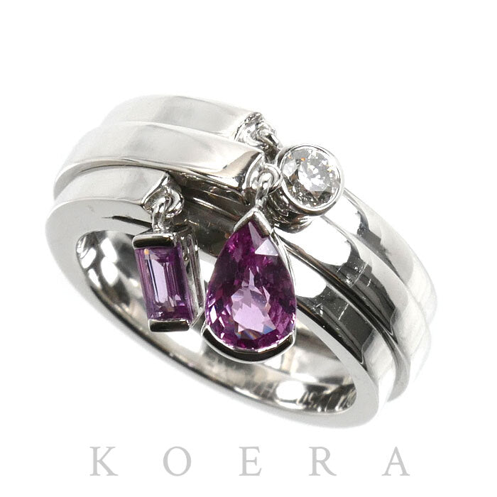 Chaumet ショーメ K18WG ホワイトゴールド フリソン リング・指輪 ピンクサファイア ダイヤモンド 12号 52 13.0g レディース【中古】【美品】