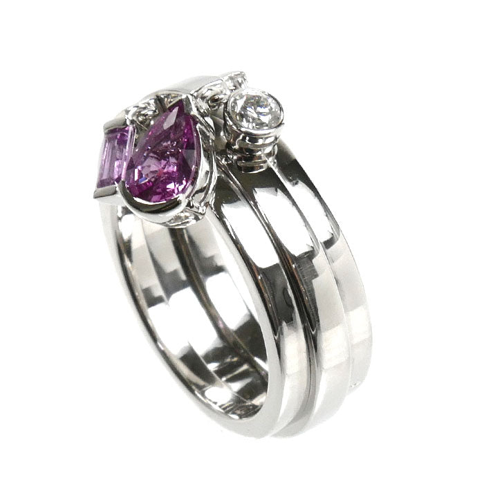 Chaumet ショーメ K18WG ホワイトゴールド フリソン リング・指輪 ピンクサファイア ダイヤモンド 12号 52 13.0g レディース【中古】【美品】