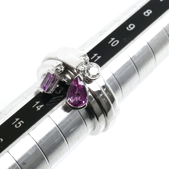Chaumet ショーメ K18WG ホワイトゴールド フリソン リング・指輪 ピンクサファイア ダイヤモンド 12号 52 13.0g レディース【中古】【美品】
