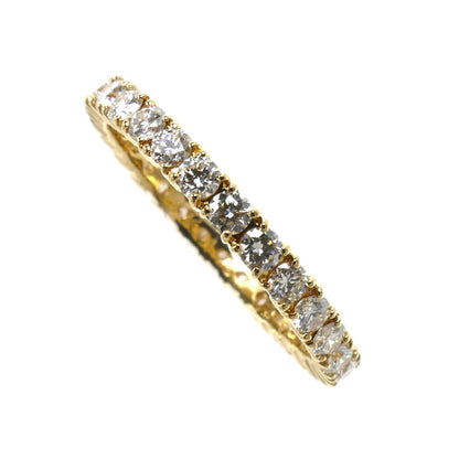 K18YG イエローゴールド フルエタニティ リング・指輪 ダイヤモンド1.37ct 19号 3.0g 大きなサイズ レディース【中古】